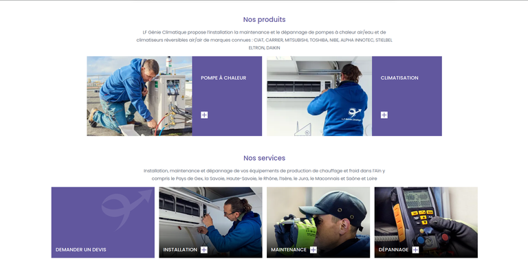 LF Génie Climatique Listing accueil