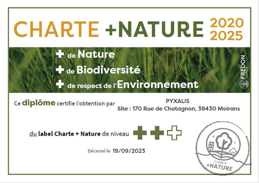 Pyxalis certification Charte +Nature