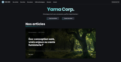 Yama Corp Page accueil