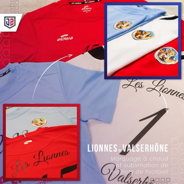 Marquage à chaud et sublimation de maillots de foot pour les Lionnes de Valserhône